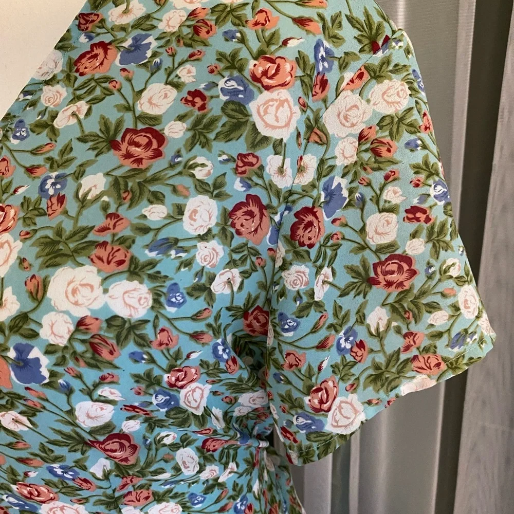 Vintage 90’s minty green floral mini babydoll dress - Picture 4 of 7